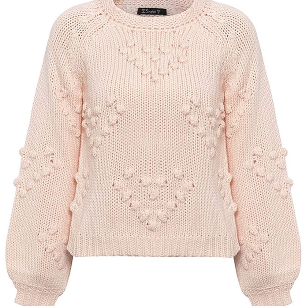 🍓EUC Oversized Knit Sweater with Poms
